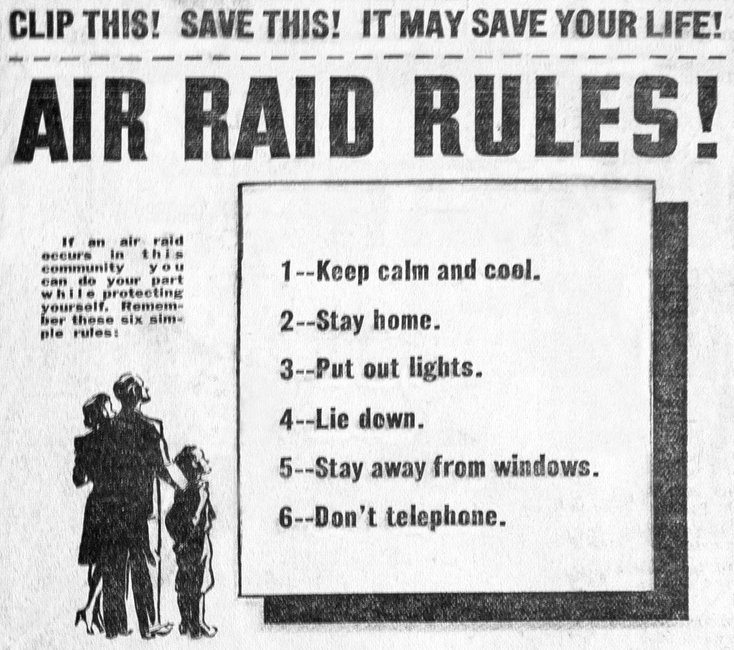 The Chehalis Advocate outlined air raid rules in this news clipping.